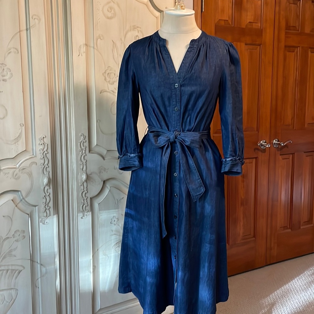 Draper James Deep Blue Chambray Shirtdress, 0 (fits more like a 2).